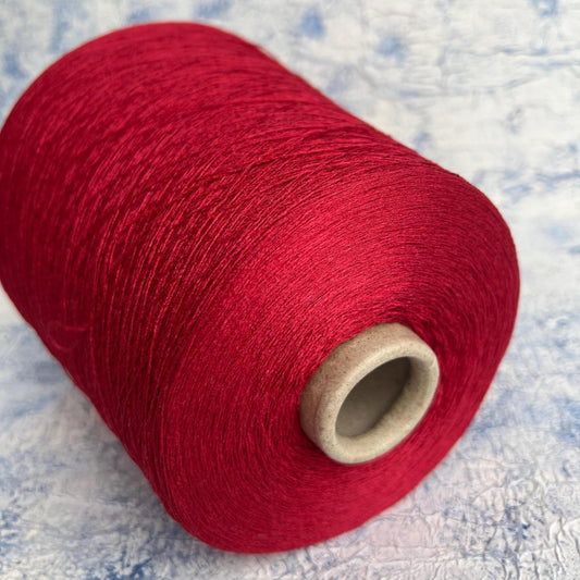 Silk yarn on Cone 100%, Yarn for knitting, Color Red. Per 100 gr