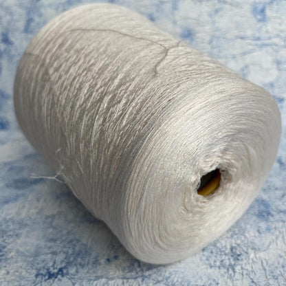 Silk yarn on Cone 100%, Yarn for knitting, Color White. Per 100 gr