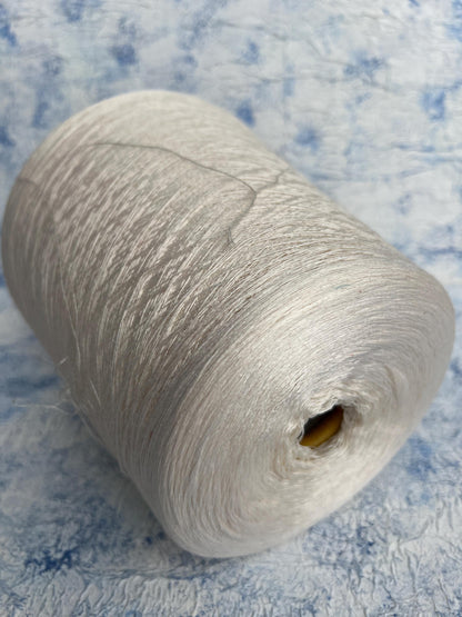 Silk yarn on Cone 100%, Yarn for knitting, Color White. Per 100 gr
