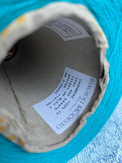 Cashmere yarn 100%, Filati biagioli yarn, Color Turchese.Per 100 gr