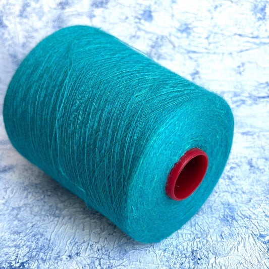 Cashmere 46% & Silk 27% & Lino 27% Yarn on Cone, Turquoise.Per 100 gr