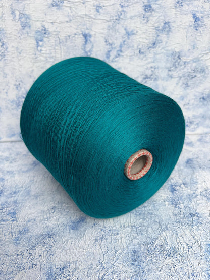 100% Merino yarn, Yarn on cone, Color DarkCyan. Per 100 gr