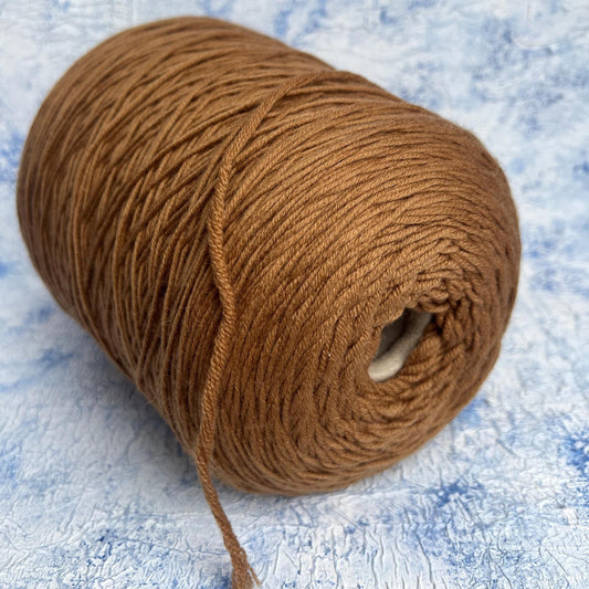 100% Merino wool yarn, IGEA Aquila yarn on cone, Color Brown. Per 100 gr