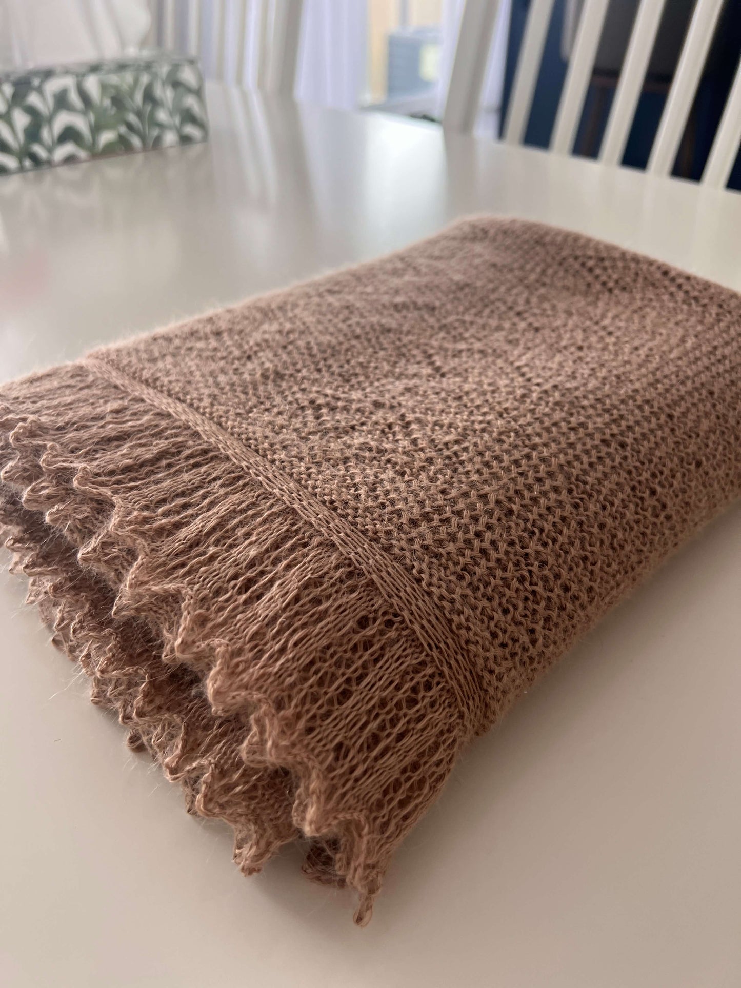 Cozy Handmade Baby Blanket. 100% Alpaca baby blanket. Color Beige.