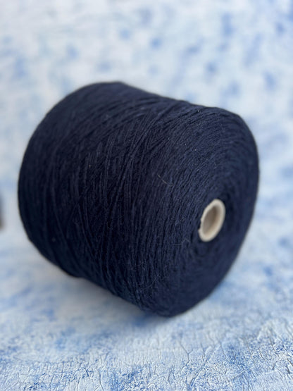 Merino yarn 100%,Loro Piana Malfile yarn on Cone, Navy. Per 100 gr