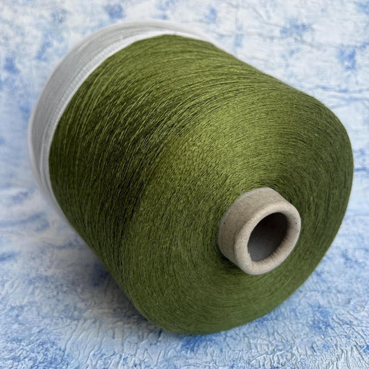 Linen yarn  83% & Silk yarn 17%. Yarn for knitting. Green.Per 100 gr