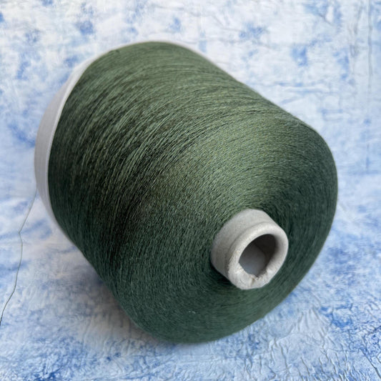Linen yarn 83% & Silk yarn 17%.Yarn on Cone for knitting. Forest Green.Per 100 gr