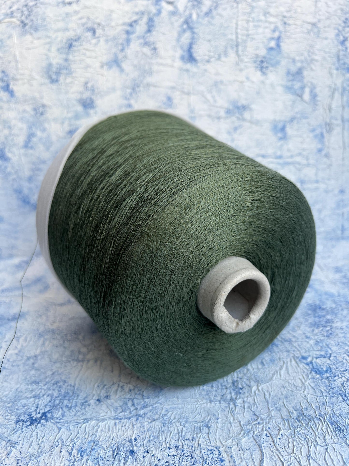 Linen yarn 83% & Silk yarn 17%.Yarn on Cone for knitting. Forest Green.Per 100 gr
