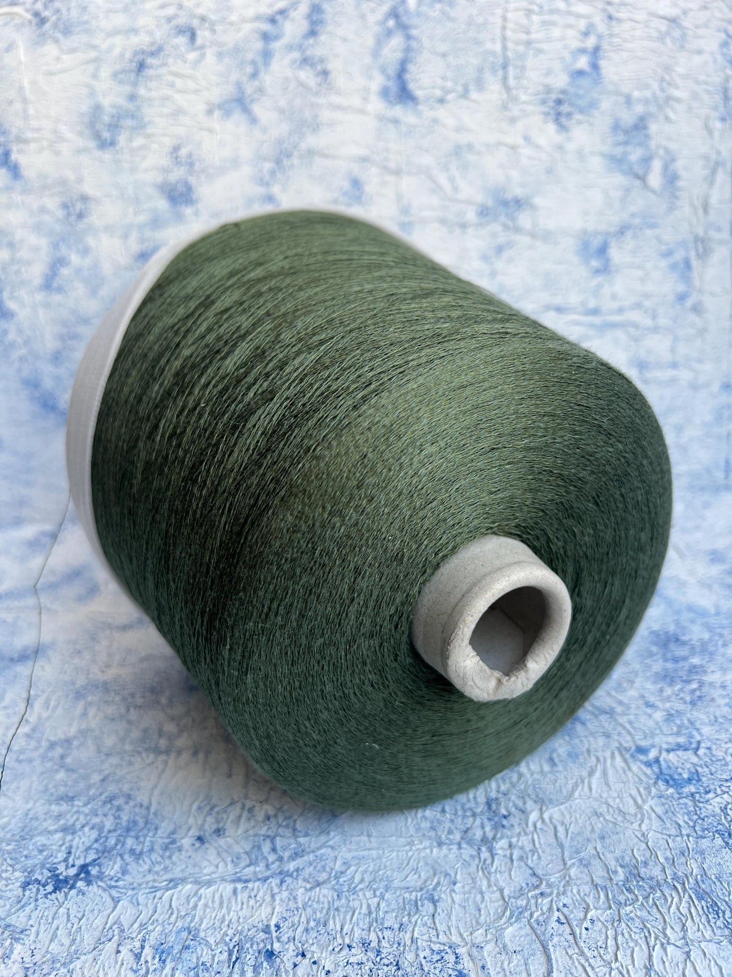 Linen yarn 83% & Silk yarn 17%.Yarn on Cone for knitting. Forest Green.Per 100 gr