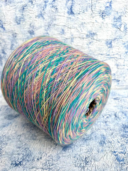 art OLGA, Wool yarn 60%, Polyamide yarn 40%, color Green&Yellow&Purple.Per 100 gr