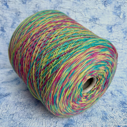 art OLGA, Wool yarn 60%, Polyamide yarn 40%. Color Green&Yellow&Pink.Per 100 gr