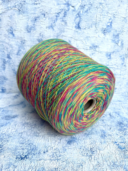 art OLGA, Wool yarn 60%, Polyamide yarn 40%. Color Green&Yellow&Pink.Per 100 gr