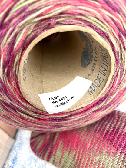 art OLGA, Wool yarn 60%, Polyamide yarn 40%. Color Red&Gray&Purple. Per 100 gr