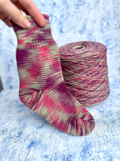 art OLGA, Wool yarn 60%, Polyamide yarn 40%. Color Red&Gray&Purple. Per 100 gr