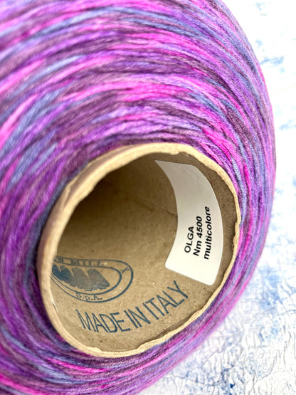 art OLGA, Wool yarn 60%, Polyamide yarn 40%. Color Red&Blue&Purple.Per 100 gr