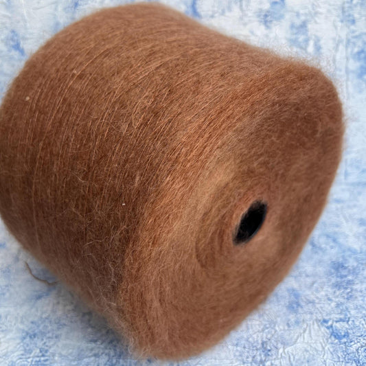 Kid Mohair Yarn 70%, Silk Yarn 30%, Yarn on Cone - Rust. Per 100 gr