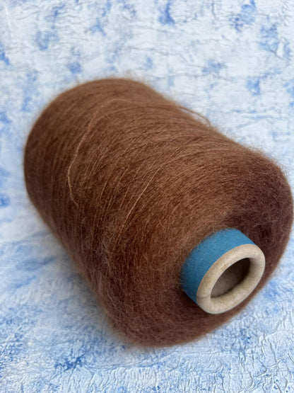 Kid Mohair Yarn 70%, Silk Yarn 30%, Yarn for knitting - Brown. Per 100 gr
