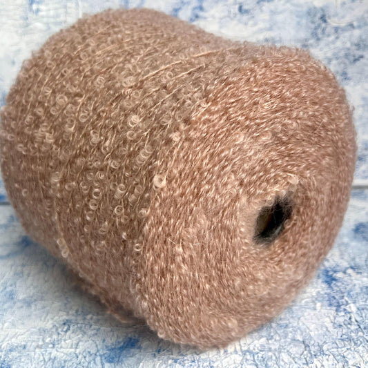 Boucle Kid Mohair 75% & Silk 25% yarn on Cone-Beige. Per 100 gr