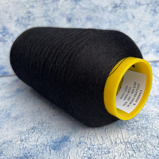 Silk yarn 100%, Matt,Sesia yarn on cone, Color Black. Per 100 gr