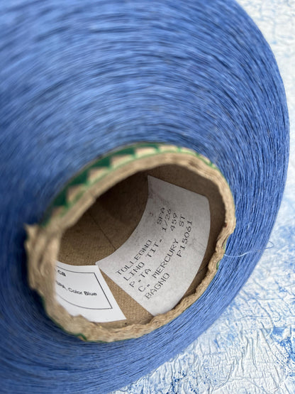 Linen yarn 100%, Nm 1/26, Tollegno SPA, Color Blue. Per 100 gr