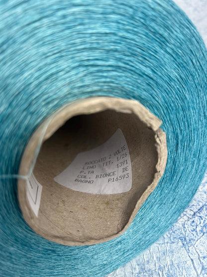 Linen Yarn 100%,Nm 1/26,Tollegno SPA,Color Sky Blue.Per 100 gr