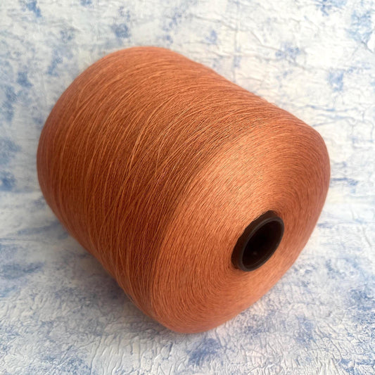 Linen yarn on cone 100%, Yarn for knitting, Color Dark Salmon. Per 100 gr