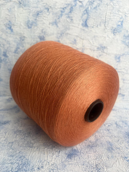 Linen yarn on cone 100%, Yarn for knitting, Color Dark Salmon. Per 100 gr