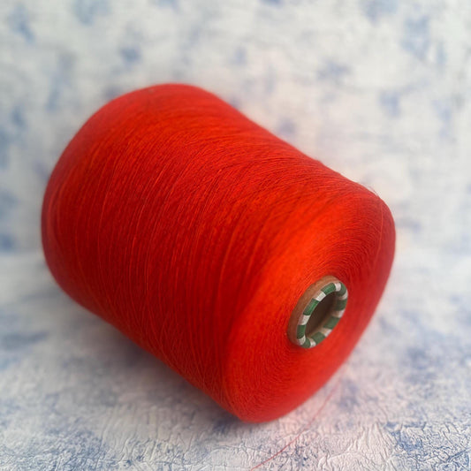 Linen Yarn 100%, Yarn on cone for knitting, Red Orange.Per 100 gr