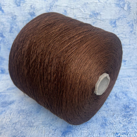 100% Linen yarn on cone. Italian Linen Yarn for Knitting. Color: Brown. Per 100 gr