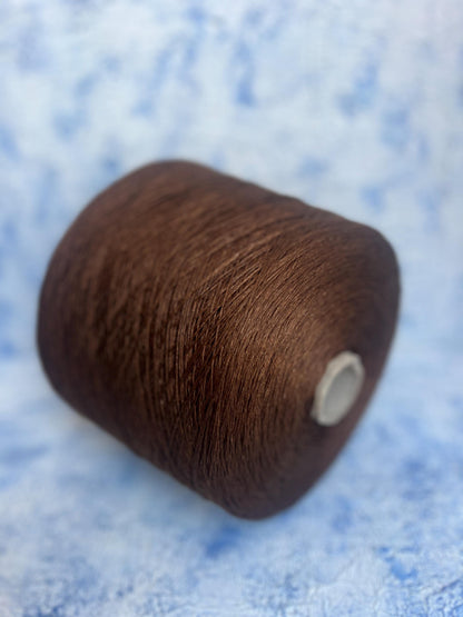 100% Linen yarn on cone. Italian Linen Yarn for Knitting. Color: Brown. Per 100 gr