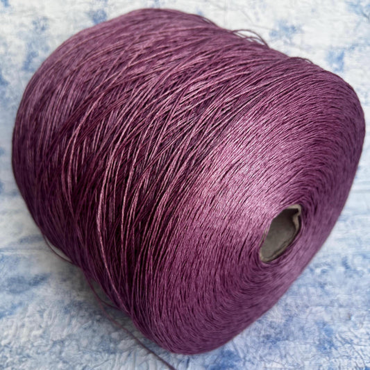 100% Linen yarn on cone. Linen Italian Yarn for Knitting. Color: Purple. Per 100 gr