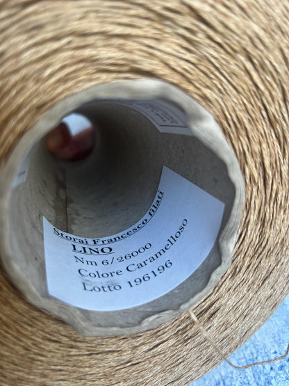 100% Linen yarn. Linen Italian Yarn for Knitting. Color: Caramello. Per 100 gr