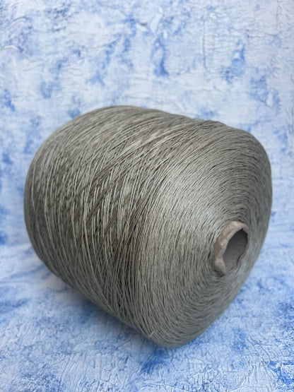 100% Linen yarn on cone. Linen Italian Yarn for Knitting. Color: Salvia. Per 100 gr