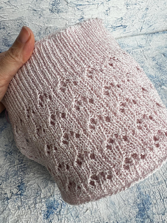 Cotton Chanel. 88% Cotton yarn, 3% Cashmere, 9% PA. Pink pastel.Per 100 gr