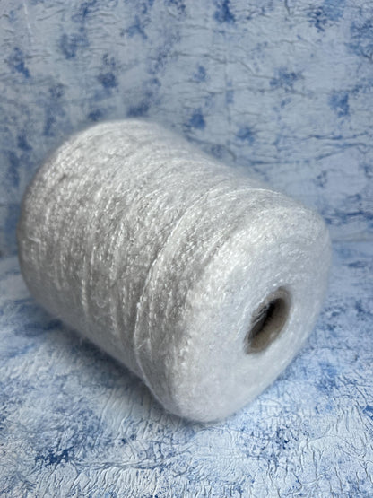 Silk Yarn 100%. Yarn on cone for knitting, Vimar, Color White. Per 100 gr