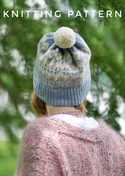 Winter hat knitting pattern,Easy knit pattern fair isle hat