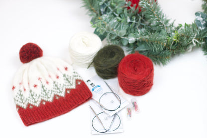 Knitting Kit Christmas beanie hat, Easy Knit Hat Pattern