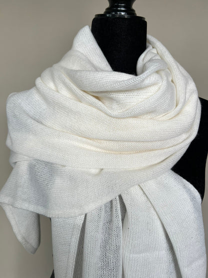 Timeless Ivory Radiance: Warm Long Cashmere Scarf, Classic White Beauty for Winter Comfort