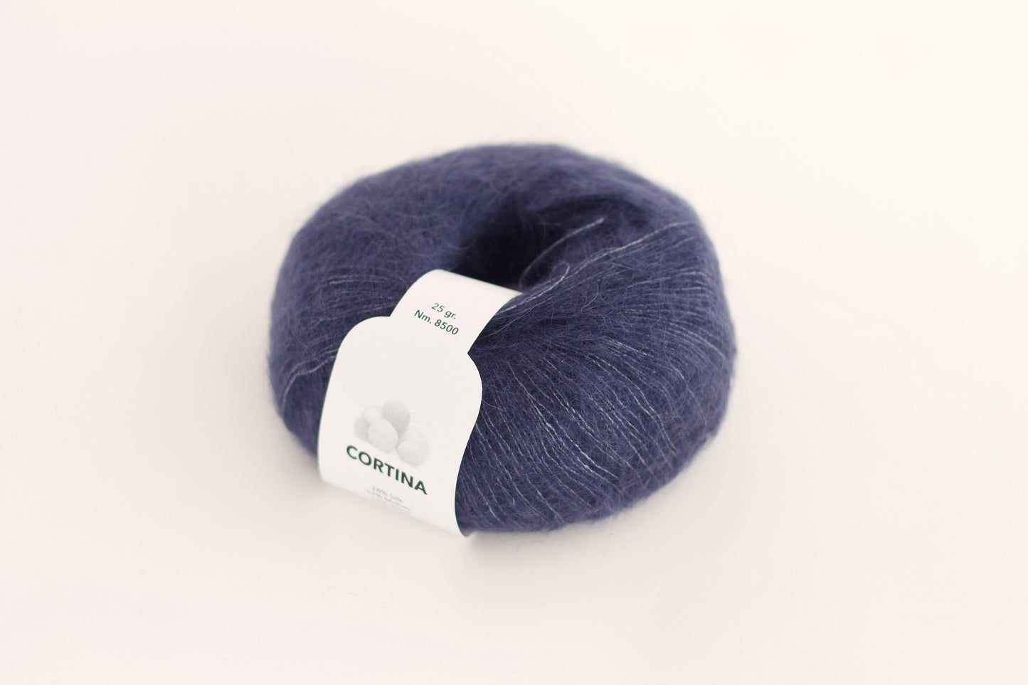 Very soft mohair lace weight yarn for crochet and knitting. Reference: Cortina Fibre: 57% mohair yarn, 28% silk yarn, 15% wool yarn. This is a luxurious, very soft and fluffy mohair yarn with a wonderful composition. Can be used for hand knitting and crochet.