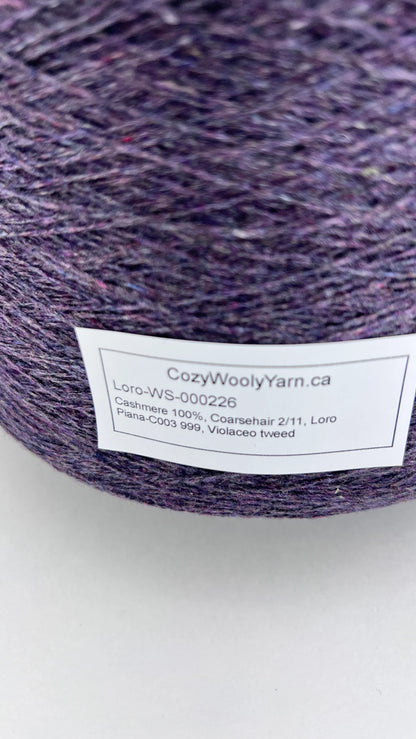 Indulge in the Splendor of Cashmere with our Exquisite Coarsehair Yarn - Loro Piana-C003 999, Violaceo Tweed. Elevate your creations with the luxurious softness of our Coarsehair Cashmere Yarn, meticulously crafted by Loro Piana. You can buy this beautiful yarn at our yarn store in Canada.