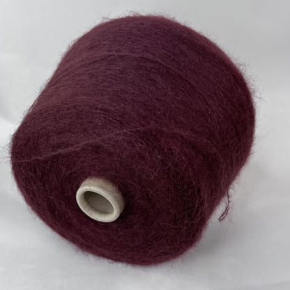 Super Kid Mohair Yarn 70%, Poliamide Yarn 30%, Yarn on Cone. Bordo, per 100 gr