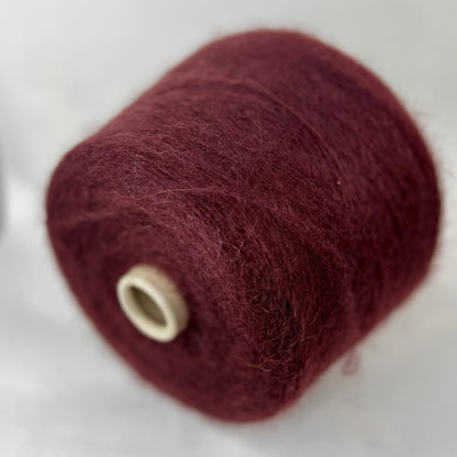 Super Kid Mohair Yarn 70%, Poliamide Yarn 30%, Yarn on Cone. Bordo, per 100 gr