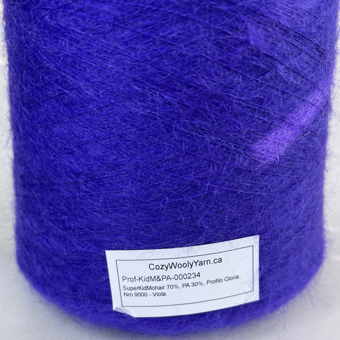 Super Kid Mohair yarn 70%, Poliamide Yarn 30%, Profilo Yarn. Yarn on Cone. Viola, per 100 gr