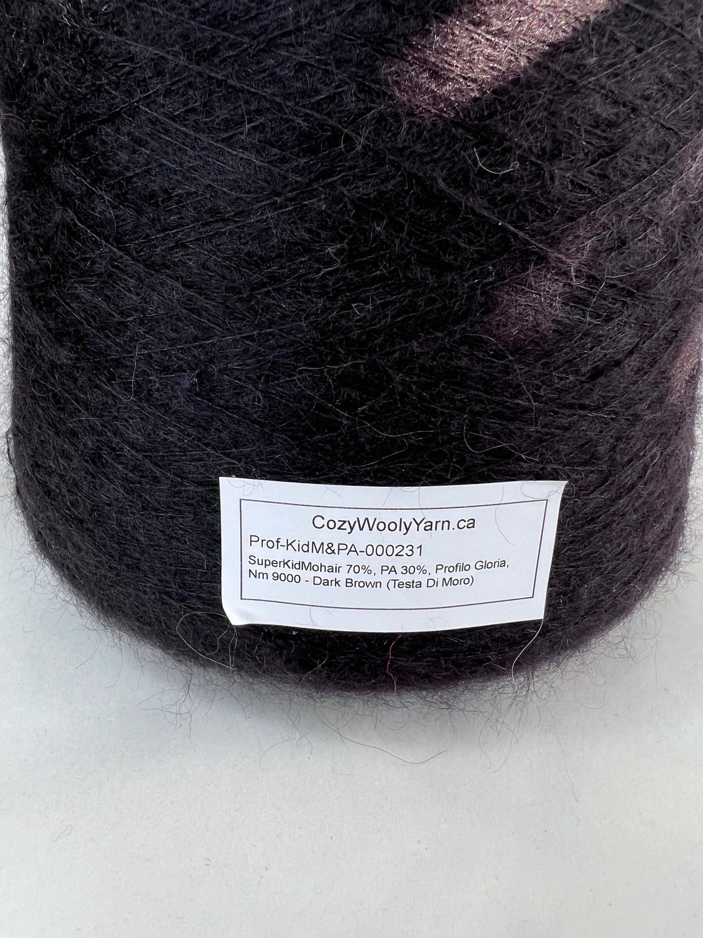 Super Kid Mohair Yarn 70%, Poliamide Yarn 30%, Yarn for knitting. Dark Brown, per 100 gr