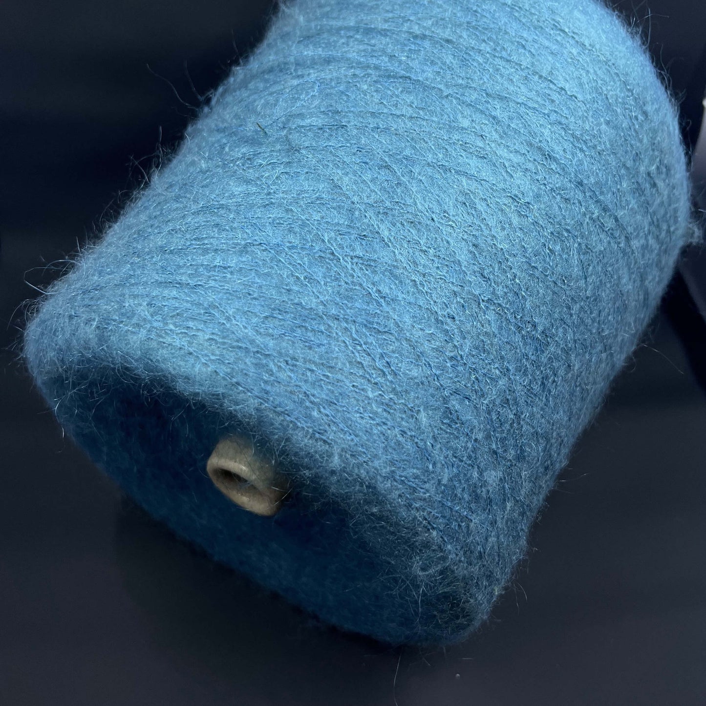 Super Kid Mohair Yarn & Poliamide Yarn. Yarn on Cone. Lustrous Blue Blend Yarn, per. 100 gr.