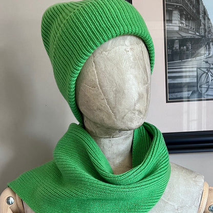 Green - 100% Pure Cashmere Wrap and Hat Set - Cozy and Elegant Winter Accessories