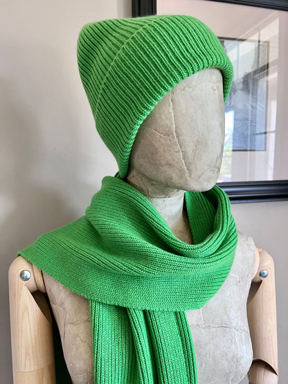 Green - 100% Pure Cashmere Wrap and Hat Set - Cozy and Elegant Winter Accessories