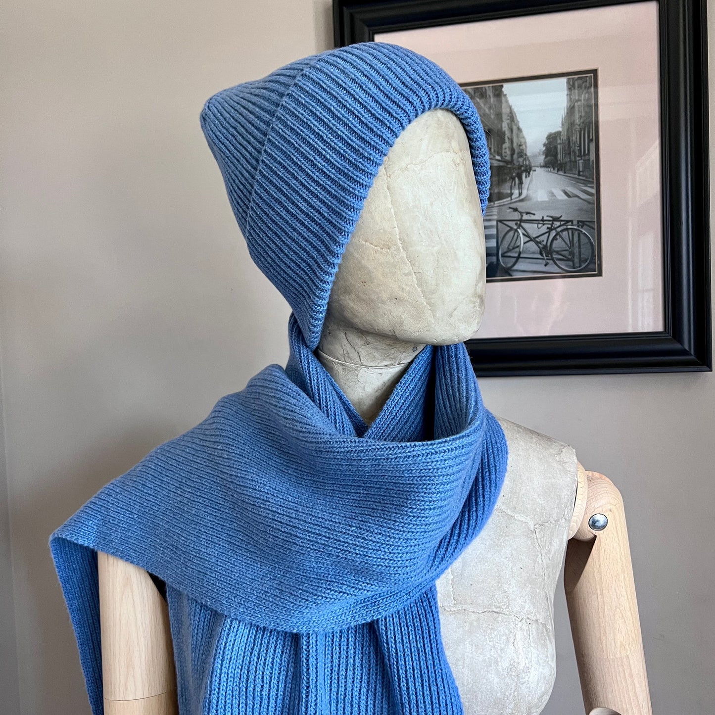 Blue - 100% Pure Cashmere Wrap and Hat Set - Cozy and Elegant Winter Accessories