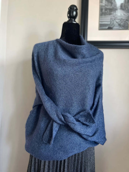 Blue handmade mohair sweater, Mohair pullover, Blue sweater, Soft bridal sweater, Knitted pullover, Blue mohair poncho