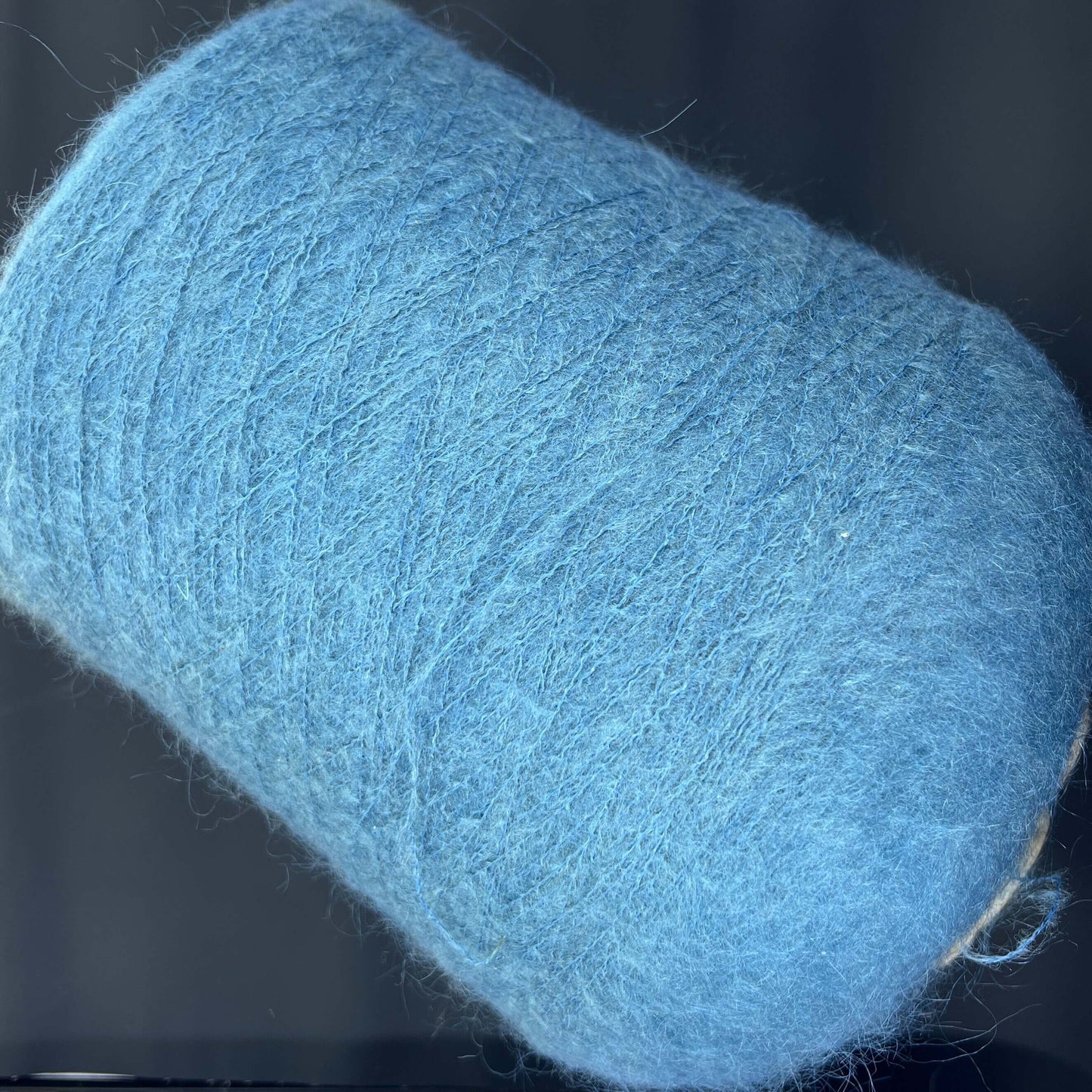 Super Kid Mohair Yarn & Poliamide Yarn. Yarn on Cone. Lustrous Blue Blend Yarn, per. 100 gr.